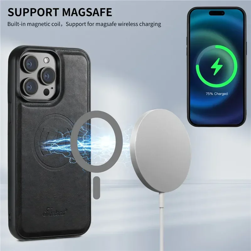 2 in 1 Detachable Magnetic PU Leather for IPhone 15 14 Plus 13 12 Pro Max For Magsafe Wallet with Card Holder Stand Cover