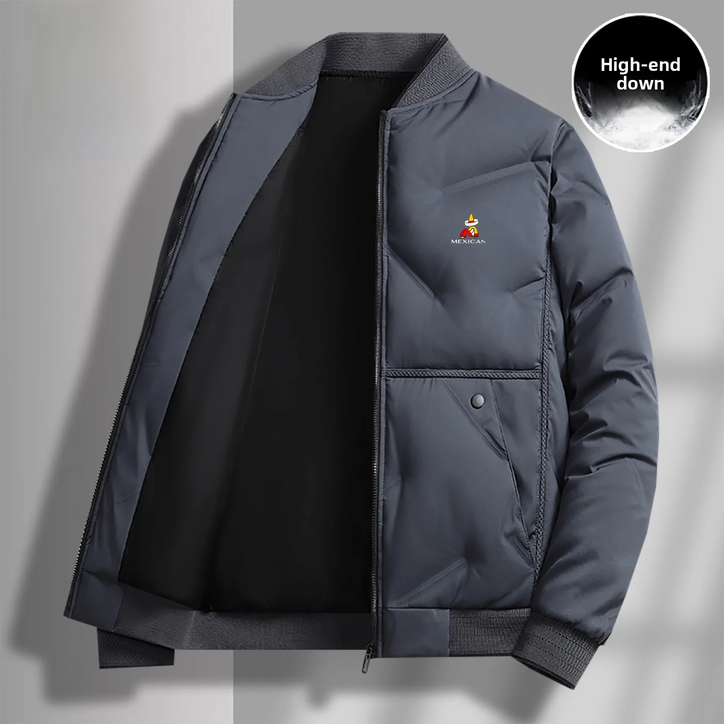 

Men's Winter Thiened down Cotton Jaet Baseball Collar Casual Warm Outerwear Faion Urban Sle Long Sve Polyester