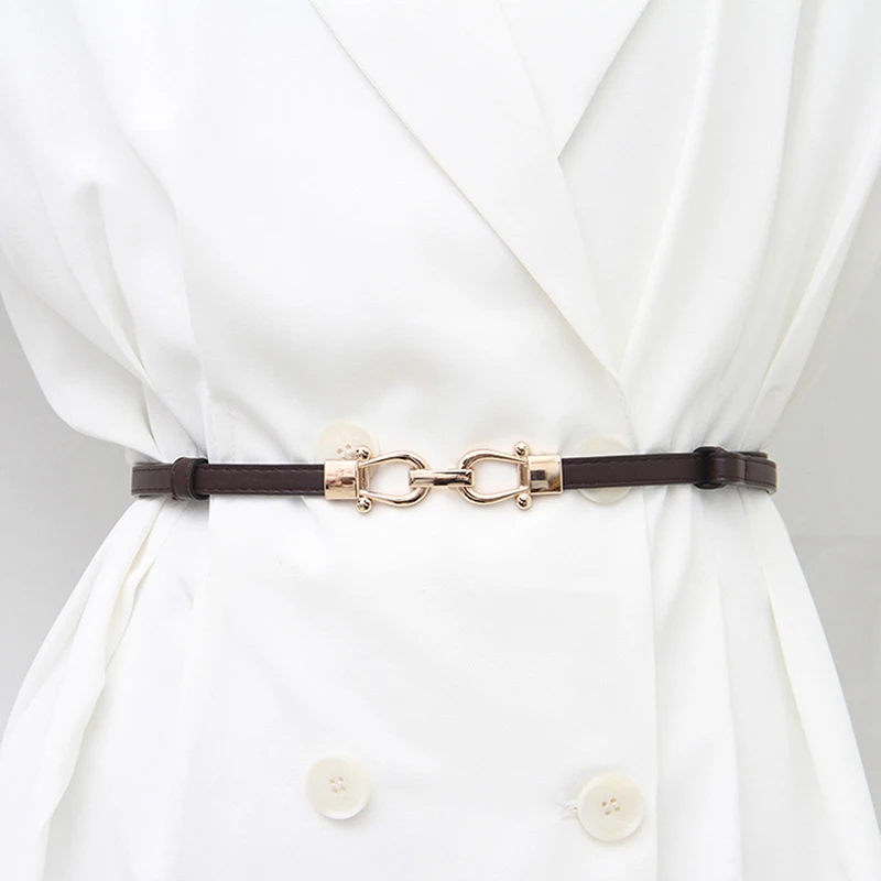 Verstellbare dünne Gürtel für Damen, modischer Gürtel für Mantel und Kleid, Taillengürtel mit Metallhaken-Schnalle – Detail 4
