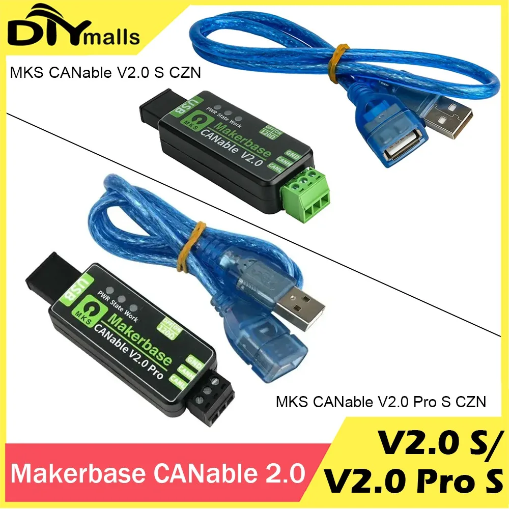 

Makerbase CANable 2.0 USB to CAN Adapter Analyzer with Case CANFD Slcan SocketCAN CANdleLight Klipper for Raspberry Pi