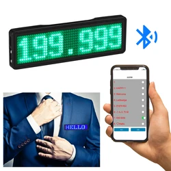 2023 New Bluetooth LED Name Badge DIY Programmable Scrolling Message Board Mini LED Display HD Text Digits Pattern Display