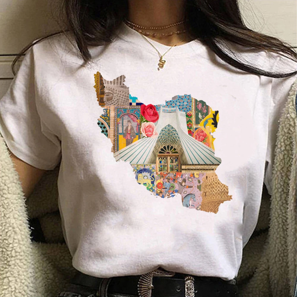 NONE Iran T-Shirt Damen Harajuku T-Shirt weibliche lustige Kleidung 5