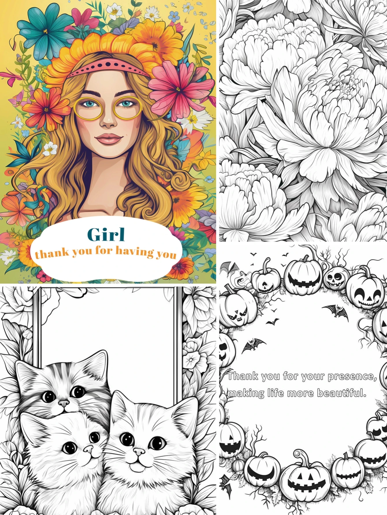 1pc Girl Thank You for Having You Art Coloring Book Original Upgraded Paper Thickened 22 Pages Coloring Books Gift For Holiday B