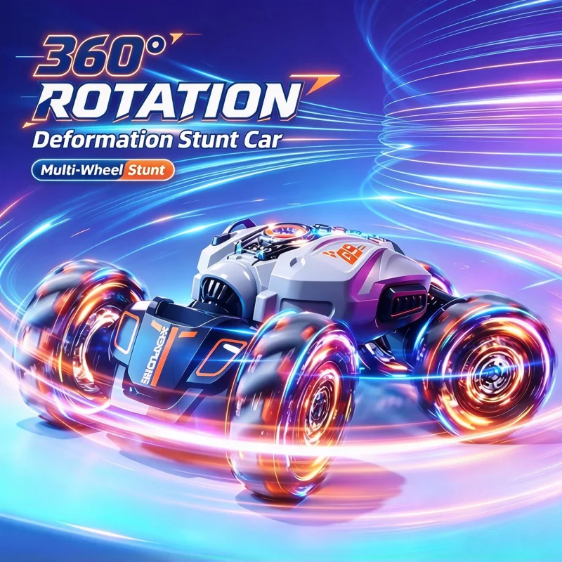 4WD Hand Gesture RC Stunt Car Simulated Spray LED Wheels 360° Rotate Climbing Drift Toy Christmas Gift for Boys