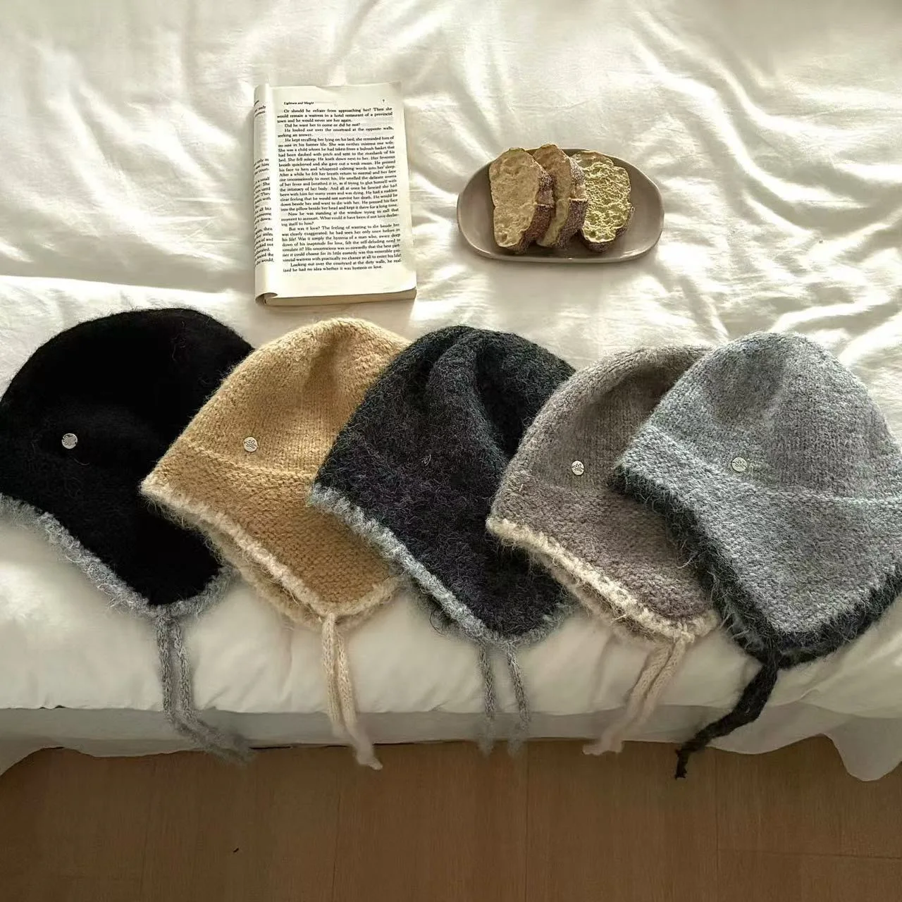 

Женская шапка, корейская простая вязаная шапка Kawaii, защита ушей, высококачественный пуловер, шапка, универсальная, милая, повседневная, милая