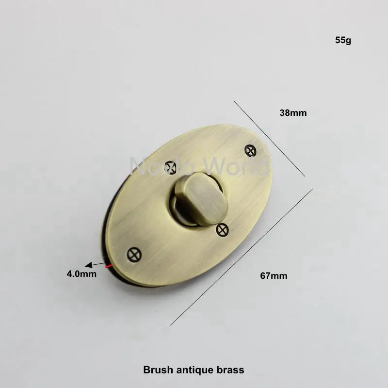 Nolvo World 2-10 pieces 3 colors 67*38mm Oval Metal Locks Bag Twist Turn Snap Lock Clasp Buckles Decorative Closure Accessories