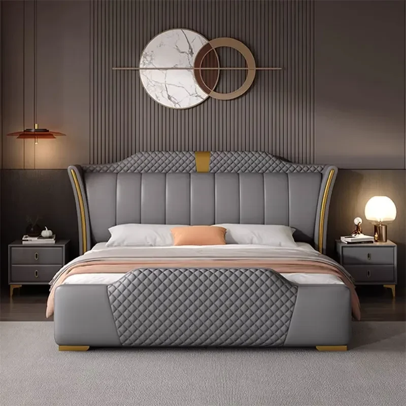 Luxuriöses Doppelbett 200 x 200 cm, Kingsize-Bett 180x200 cm, Queen-Bett, Luxuriöses Modernes Vollbett für 2 Personen, Schlafzimmermöbel