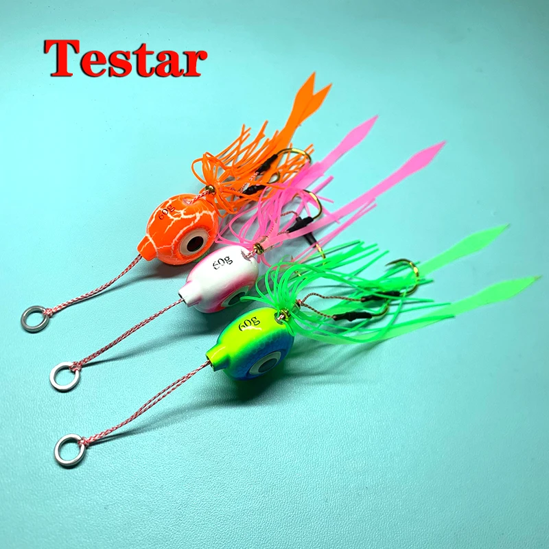 Testar Luminous Tenya 60g 80g Glow Kabura Inshore Sea Jig Madai Boat Fishing Lure Tai Rubbler Skirt for Slider Snapper Pesca