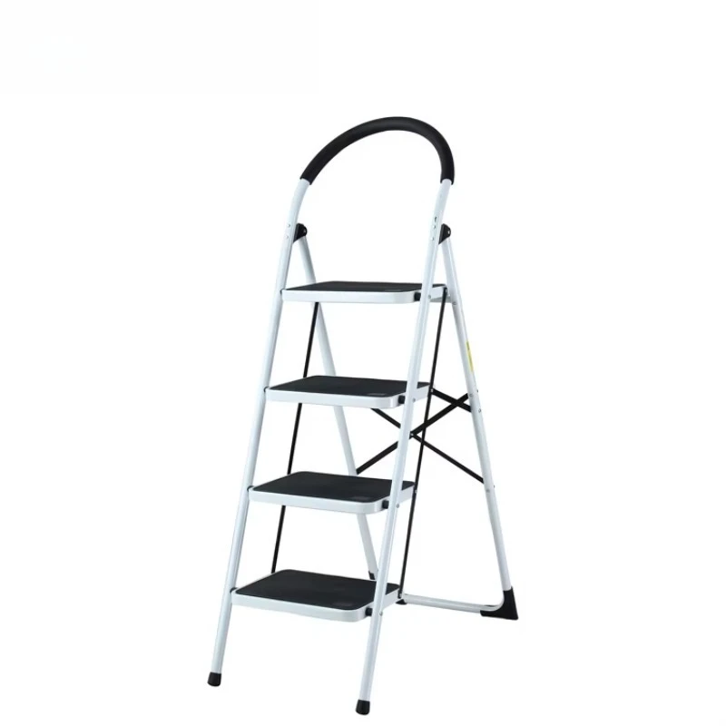 

4-Step Steel Ladder with Non-Slip Pad Heavy Duty Stepped Steel Folding Portable Blanket Ladder