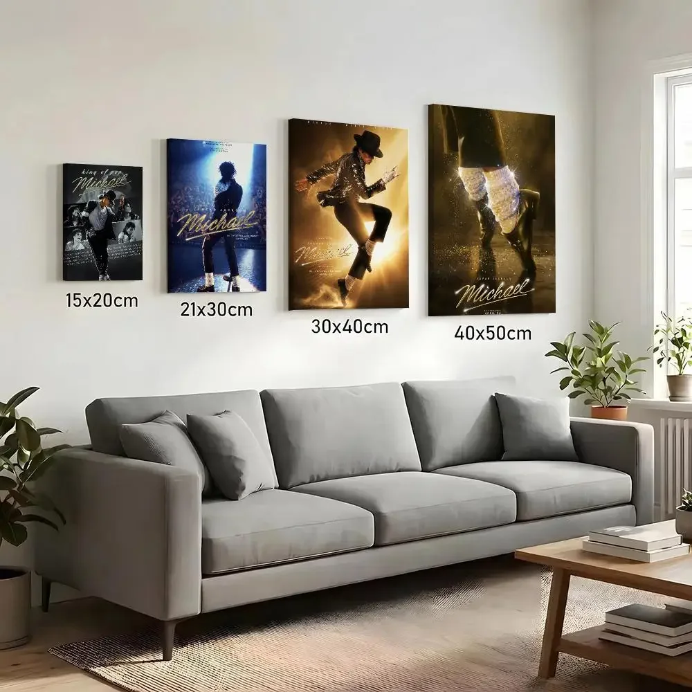 M-Michael Jackson Singer Painting Calligraphy HD Canvas Print Poster Wall Art | Optional Frame | Modern Hallway Decor