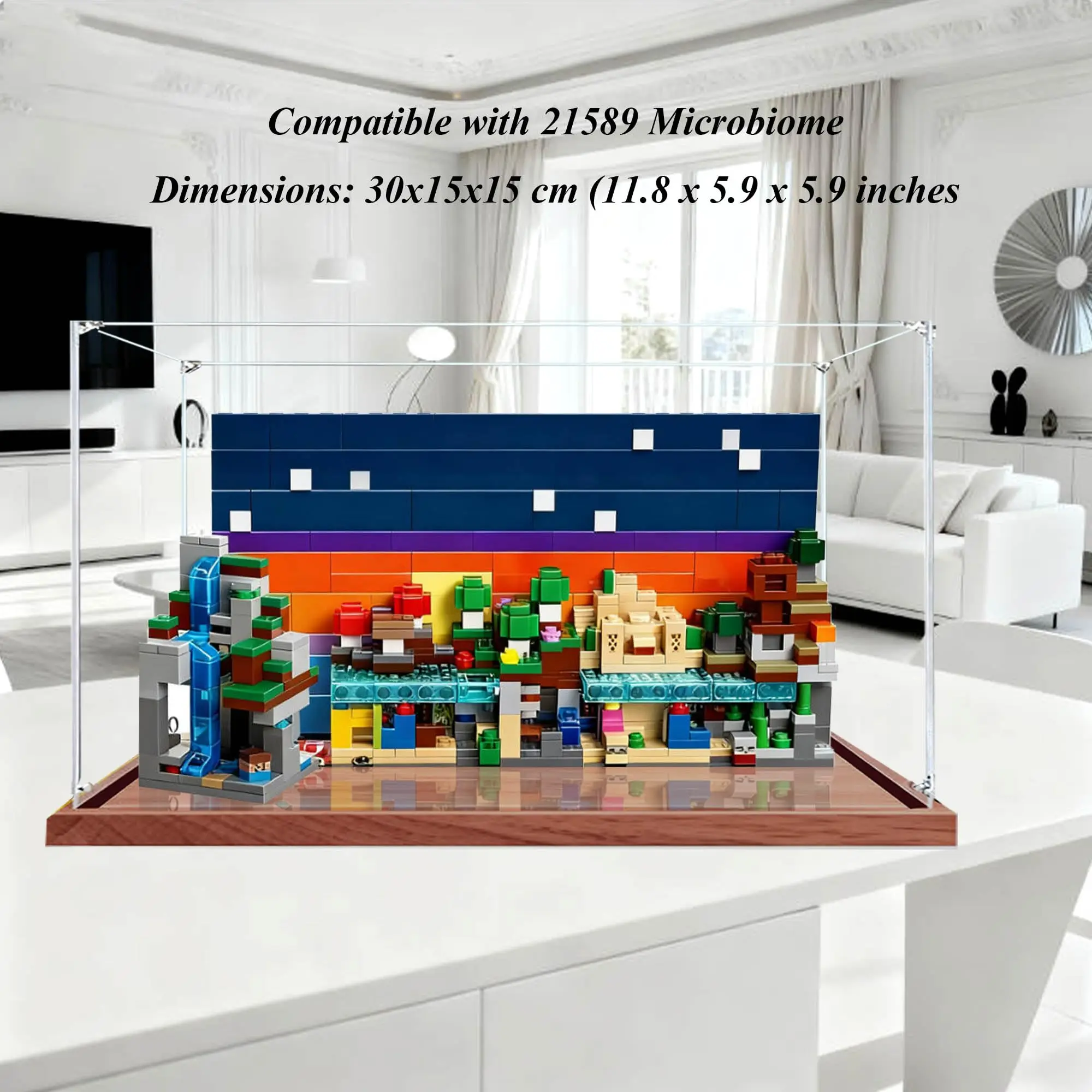 

Акриловый витрина, совместимый с микробиома наборами Lego 21589, пыленепроницаемый, витрина, совместим с 21589 (только витрина)
