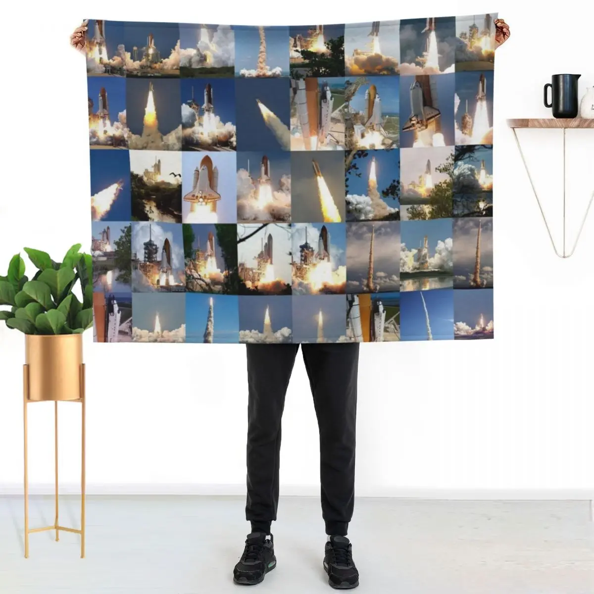 Space Shuttle Launches Throw Blanket Vintage Single Polar Hairy Winter beds Cute Plaid Blankets