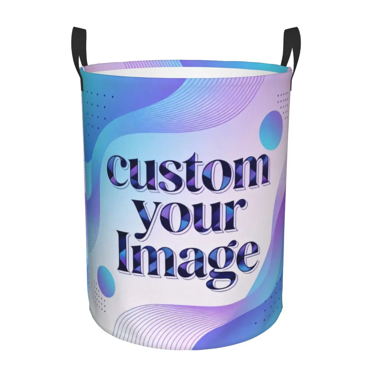 Custom Custom Your Photo Logo Text Laundry Basket Collapsible Personalized Image Toy Clothes Hamper Storage Bin for Kids Nursery