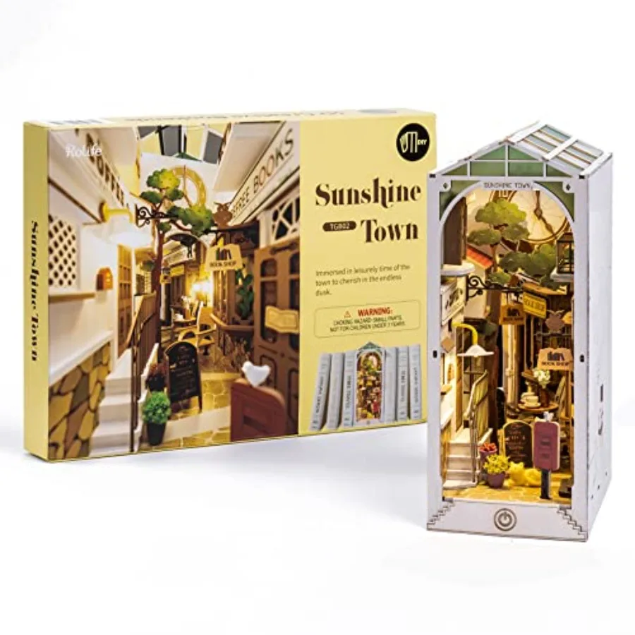 

Набор для создания книжной полки-декорации LED Book Nook - Декоративная подставка для книг - 3D деревянный пазл для взрослых - Вставка для книжной полки Booknook - Декор для комнаты для подростков (девочек и мальчиков)