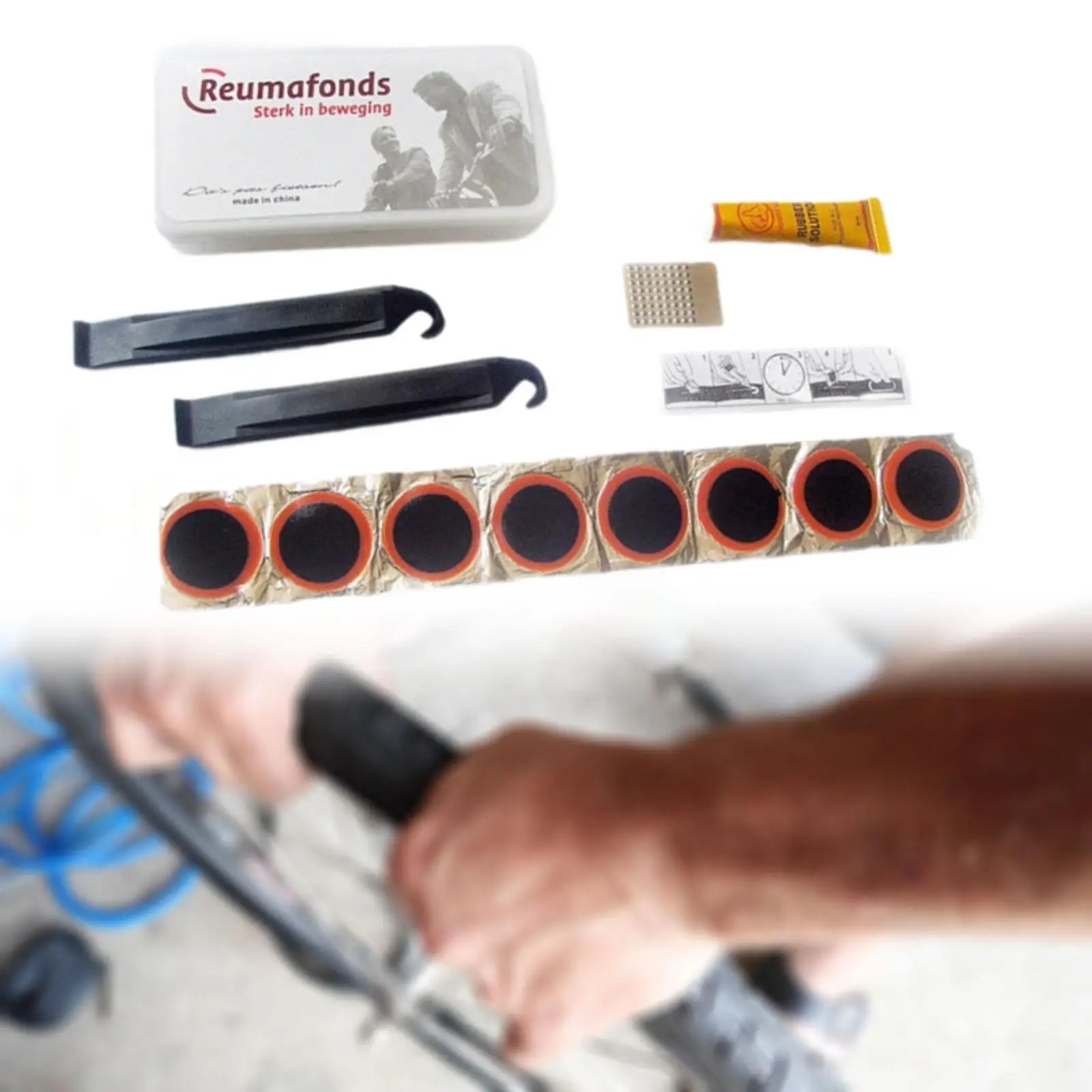 مجموعة رقعة ثقب الأنبوب الداخلي للمطاط القابل للنفخ، ملحقات الأدوات العملية متعددة الاستخدامات، مجموعة رقعة الإطارات مع صندوق تخزين #4