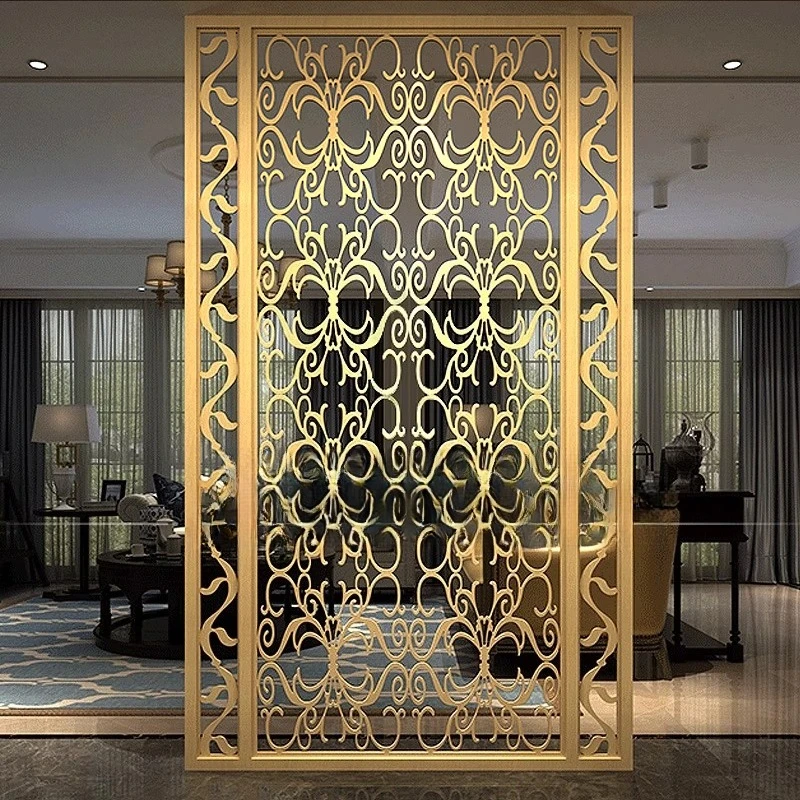 European stainless steel screen Internet celebrity light luxury partition metal hollow suitable for bedrooms and living rooms