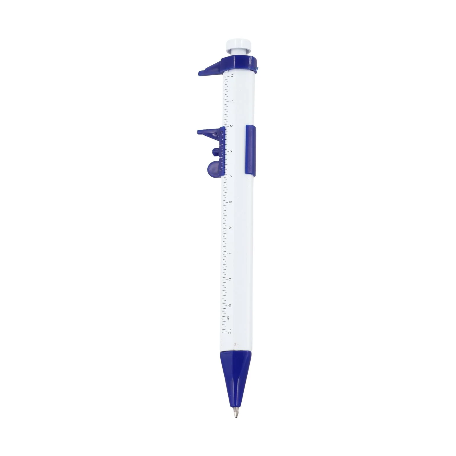Blue Multifunction Pen Ballpoint Pen Portable Size 2 In 1 Function Engraved Graduations Easy To Carry Office Use