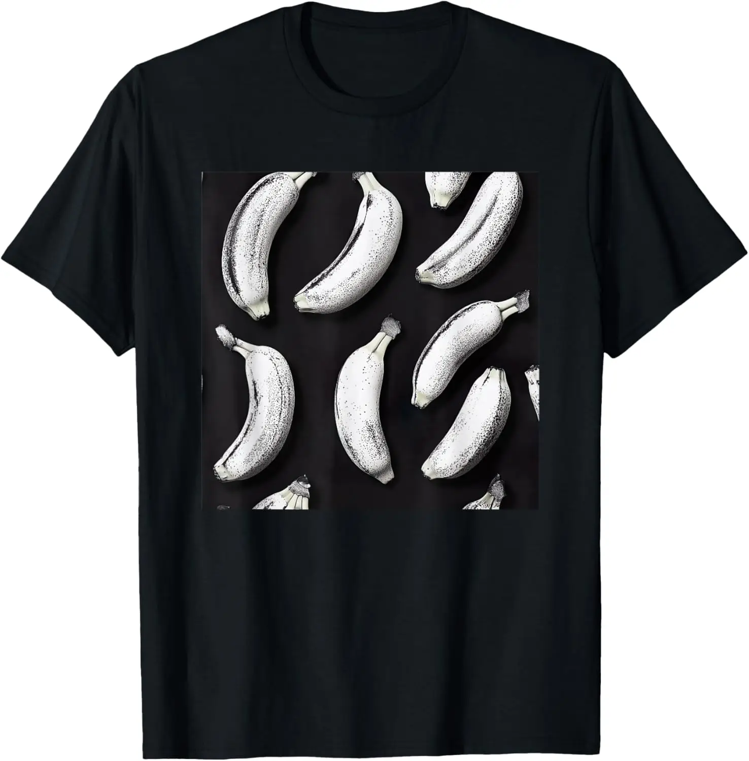 

Banana Bananas Pattern Print Black White T-Shirt