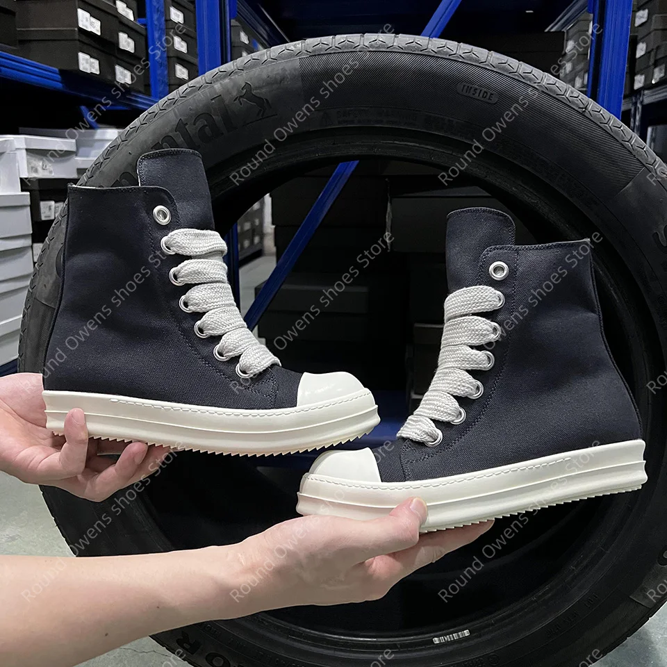 

Men High Top Casual Shoes Canvas Ro 25FW Darkshadow Luxury Designer Jumbo Lace Up Street Thick Sole Women Sneakers Ankle Boots