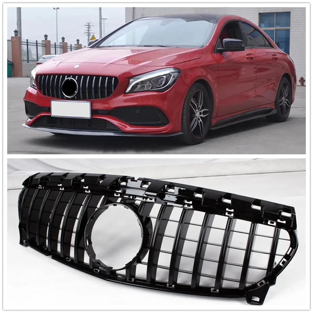 

New！ Grill Front Grille For Mercedes Benz CLA Class W117 2017-2018 CLA200 CLA250 GT Style Black/Silver Upper Bumper Hood Mesh Gr