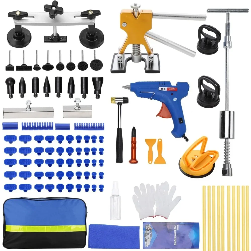 

97PCS Auto Dent Repair Kit With Golden Lifter, Slide Hammer & Bridge Puller For Car Body