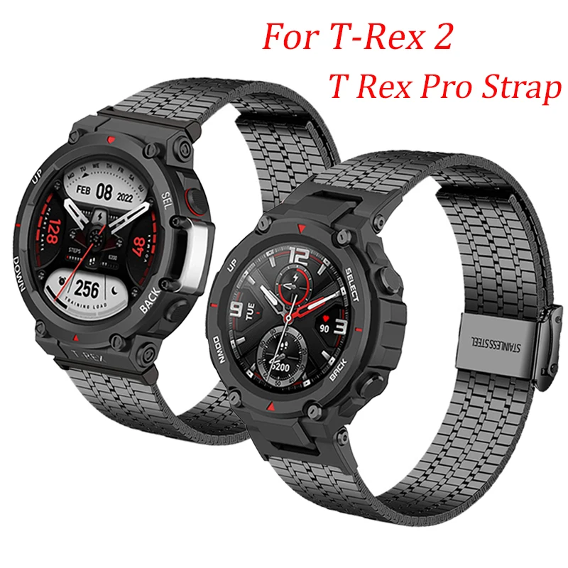 Stainless Steel Watchband For Amazfit T-Rex 2 Metal Strap For Amazfit T Rex Pro/T Rex2 Wrist Band for amazfit t-rex pro Bracelet