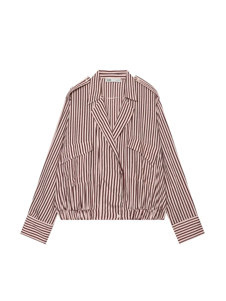 HH Elegant Polished Brown White Coat Women Spring Autumn Smart Long Sleeve Lapel Regular Fit Commute Work Fashion Outerwear