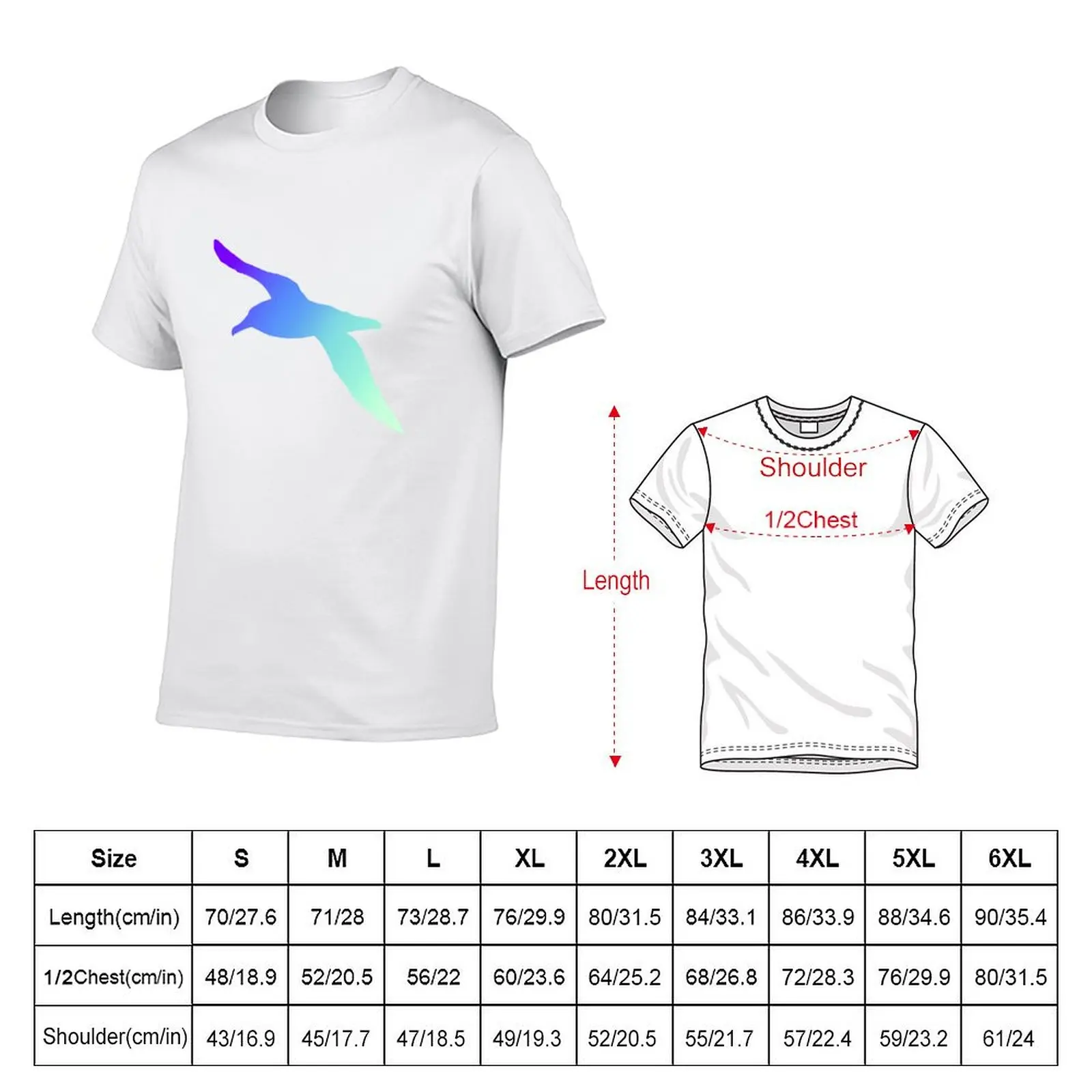 Albatross Silhouette- Colorful Gradient 7 T-Shirt Trendy Casual Short Sleeve Shirt