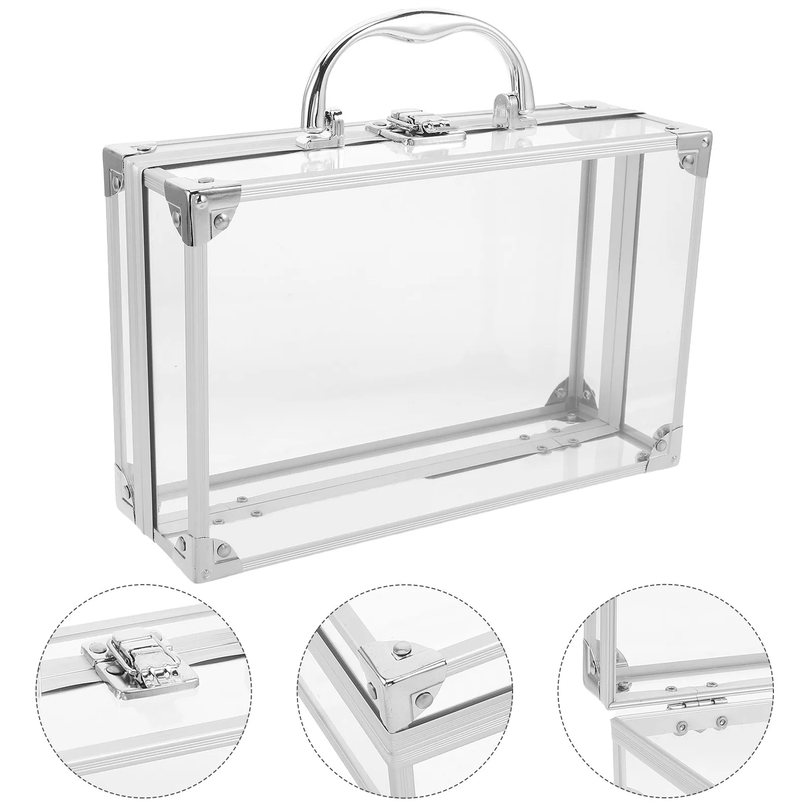 

Portable Transparent Book Case with Handle Clear Waterproof Storage Box for Books Documents Comics Organizing Home Office