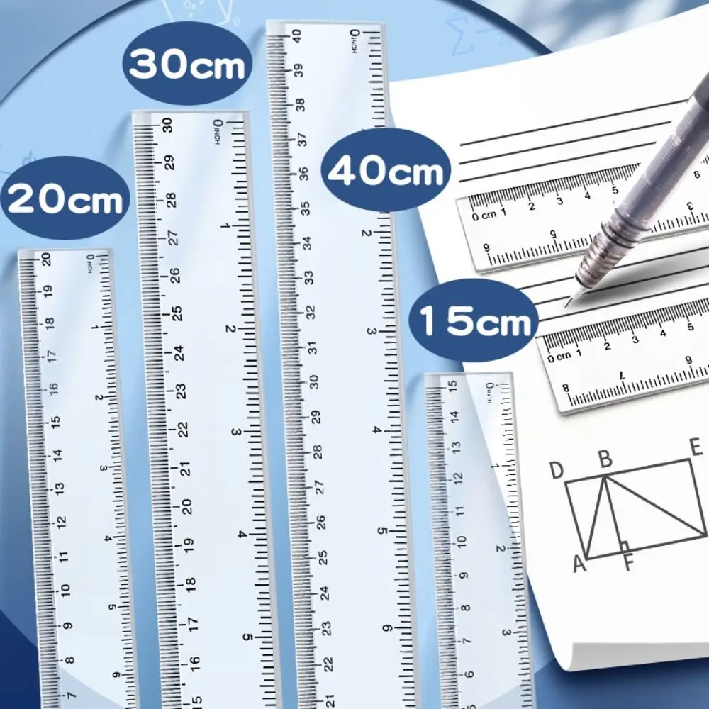 Règle droite en plastique transparent, outil de dessin, règle de mesure multifonction, bureau, 15cm 20cm 30cm 40cm