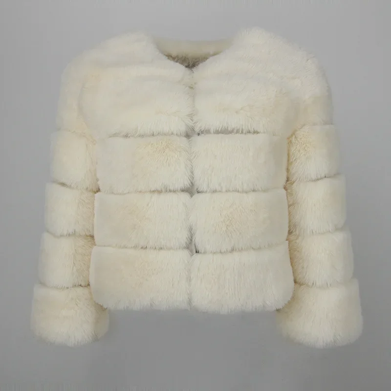 2024 New Women Faux Fur Coat Luxury Brand Winter Jacket Elegant Thick Warm Outerwear Streetwear Fake Fox Rabbit Fur Fashion