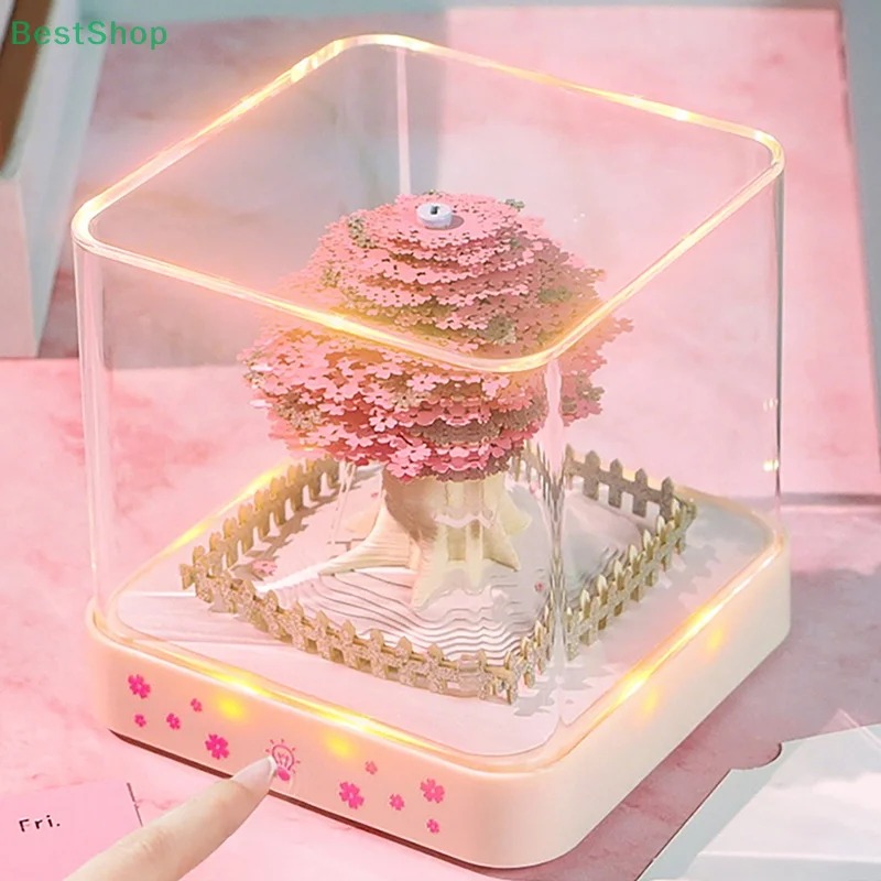 

★ ★ ★ Сакура Treehouse 3D настольный календарь 2026 блокнот блокнот бумажная заметка со светодиодной подсветкой подарок на Рождество и день рождения