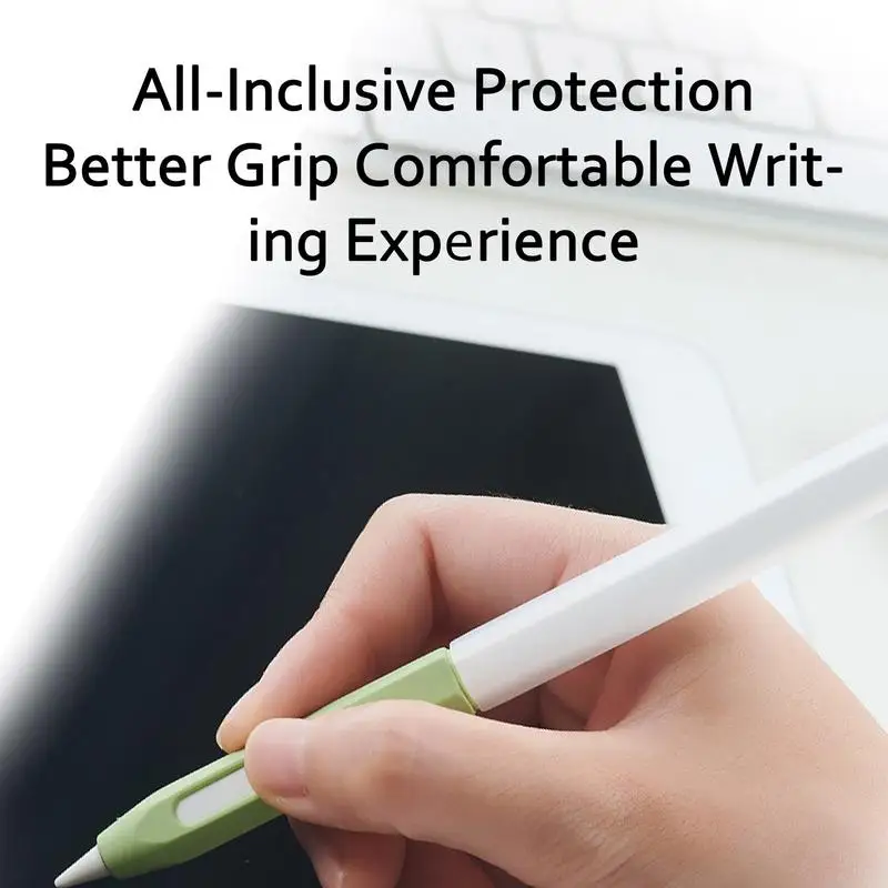 White And Green Pencil Case Cover Silicone Sleeve Skin Compatible With Smart Pencil 2nd Generation Pro 11 12.9 Inches 2021