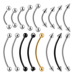 361L Surgical Steel Eyebrow Banana Piercing Lip Ring Curved Tongue Barbell Ring Daith Helix Rook Earring Wrist Piercings Jewelry