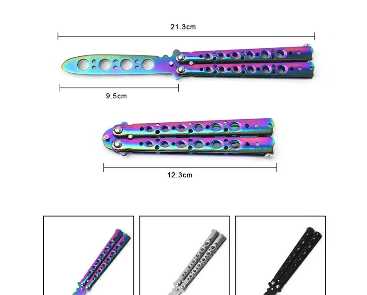 Beginner Butterfly Knife CSGO Balisong Trainer Stainless Steel Pocket Four-Hole Practice Knife Training Tool for Outdoor Games