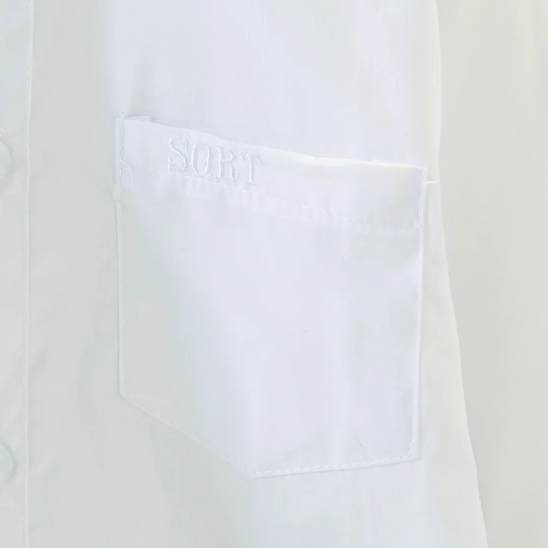 قميص أطفال للربيع والخريف، أبيض نقي، بأكمام طويلة، بلوزة بسيطة للطلاب، ملابس رسمية للطلاب #4