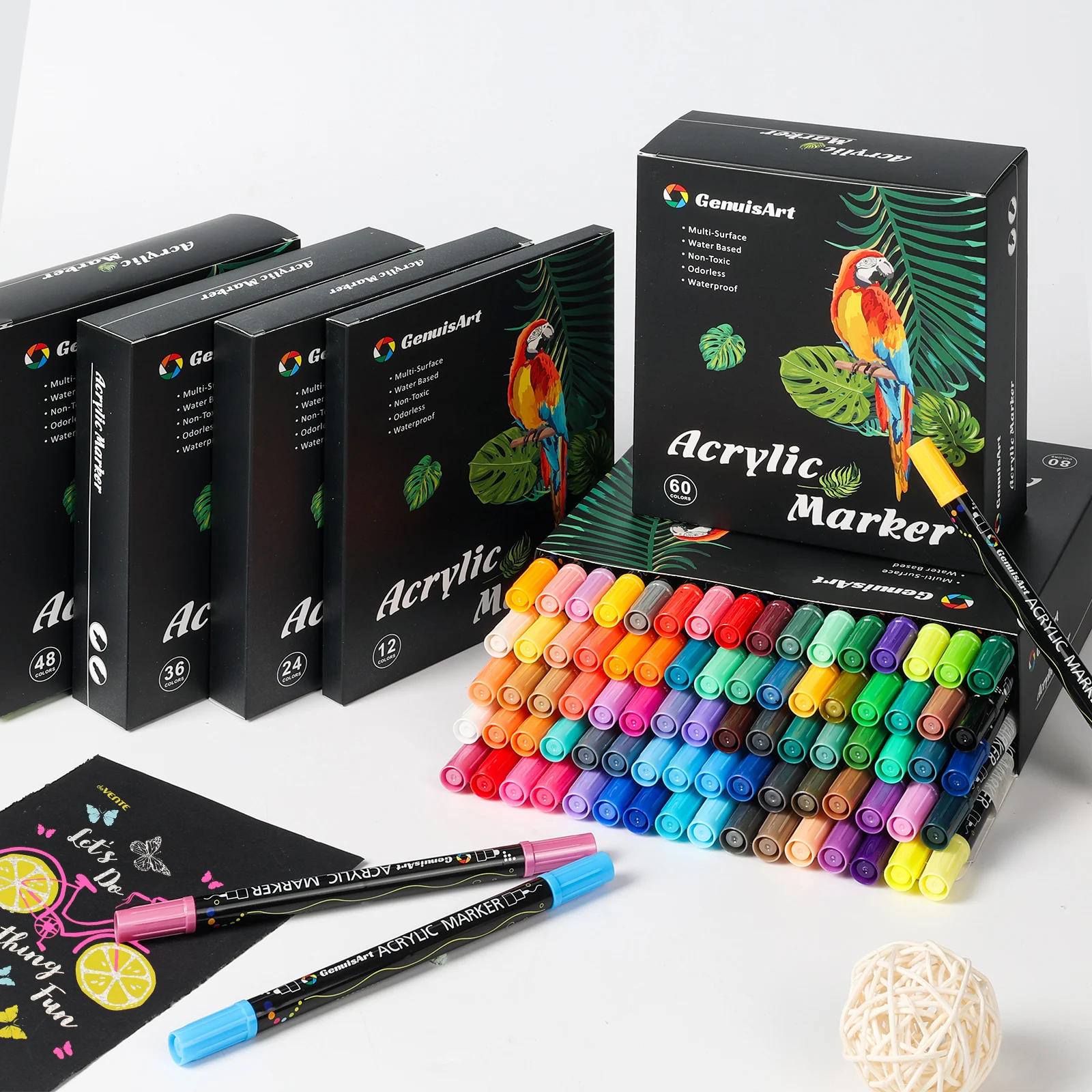 

12-80 цветов, акриловые художественные маркеры с двойным наконечником, рисующие ручки по дереву, камням, стеклу, украшения для Хэллоуина своими руками, школьные принадлежности