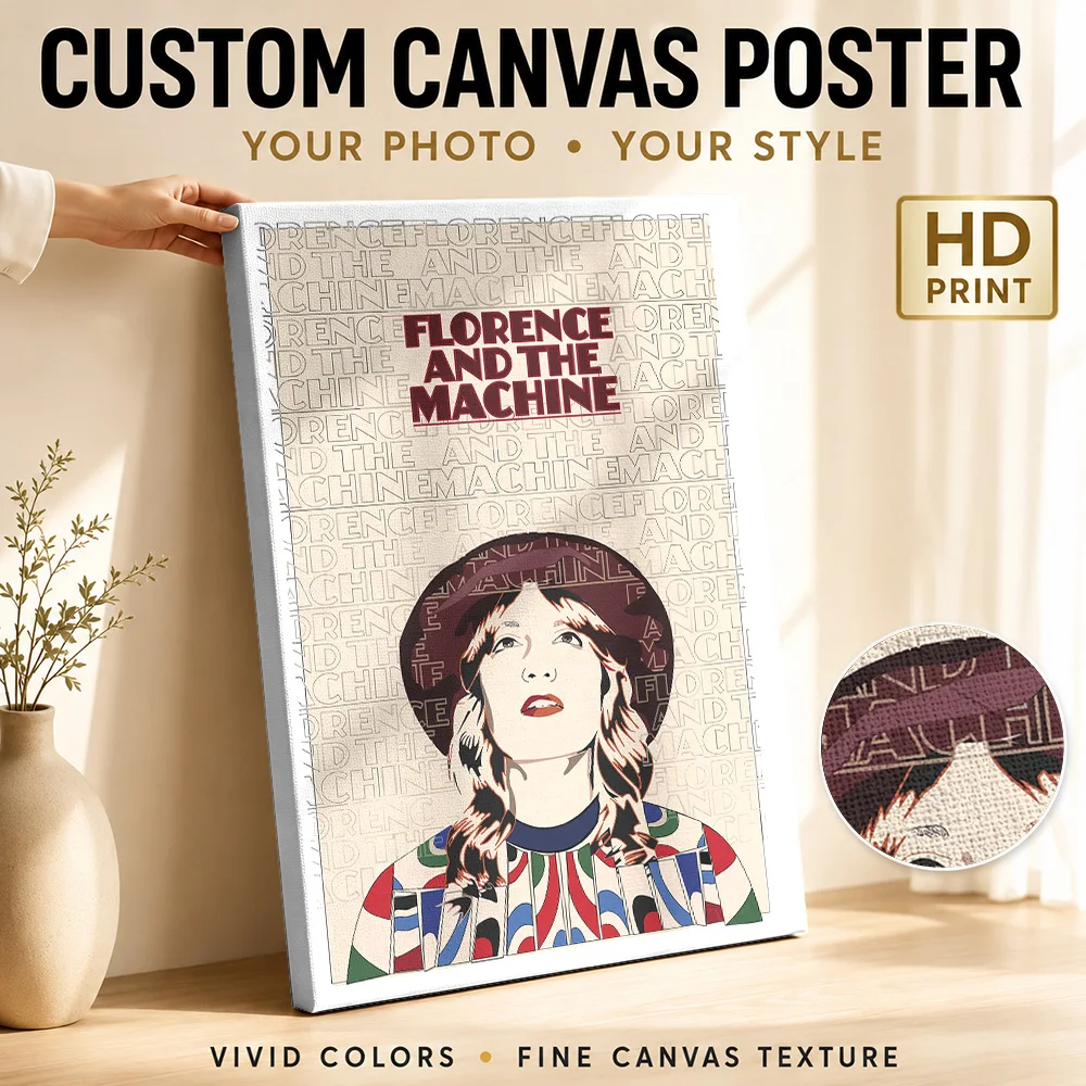 Florence And The Machine Music Tribute Canvas Painting Poster Bold Style Wall Art With Customized Photo For Study Ideal Fan Gift
