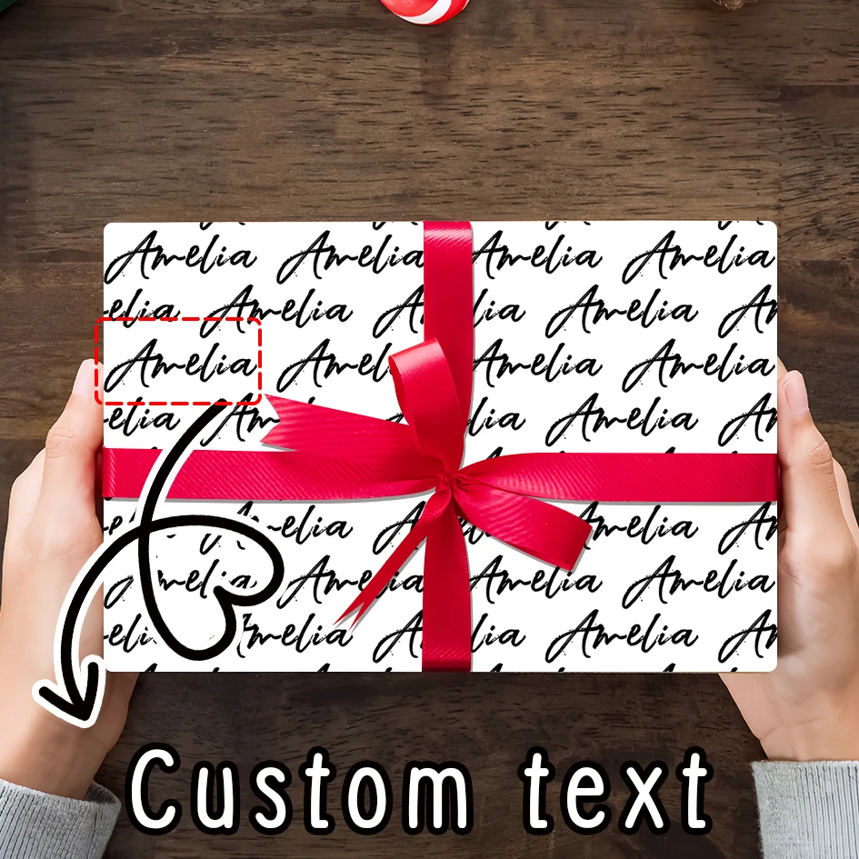 3/6PCS Custom Any Person or Pet Name Gift Wrapping Paper Birthday Anniversary Wedding Party Gift Wrapping Paper with Text