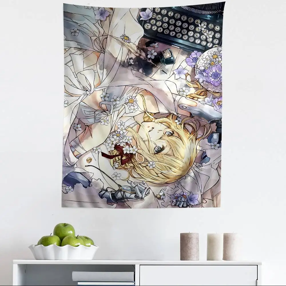 Japanese Violet Evergarden Colorful Tapestry Wall Hanging Bohemian Wall Tapestries Mandala Wall Art Decor