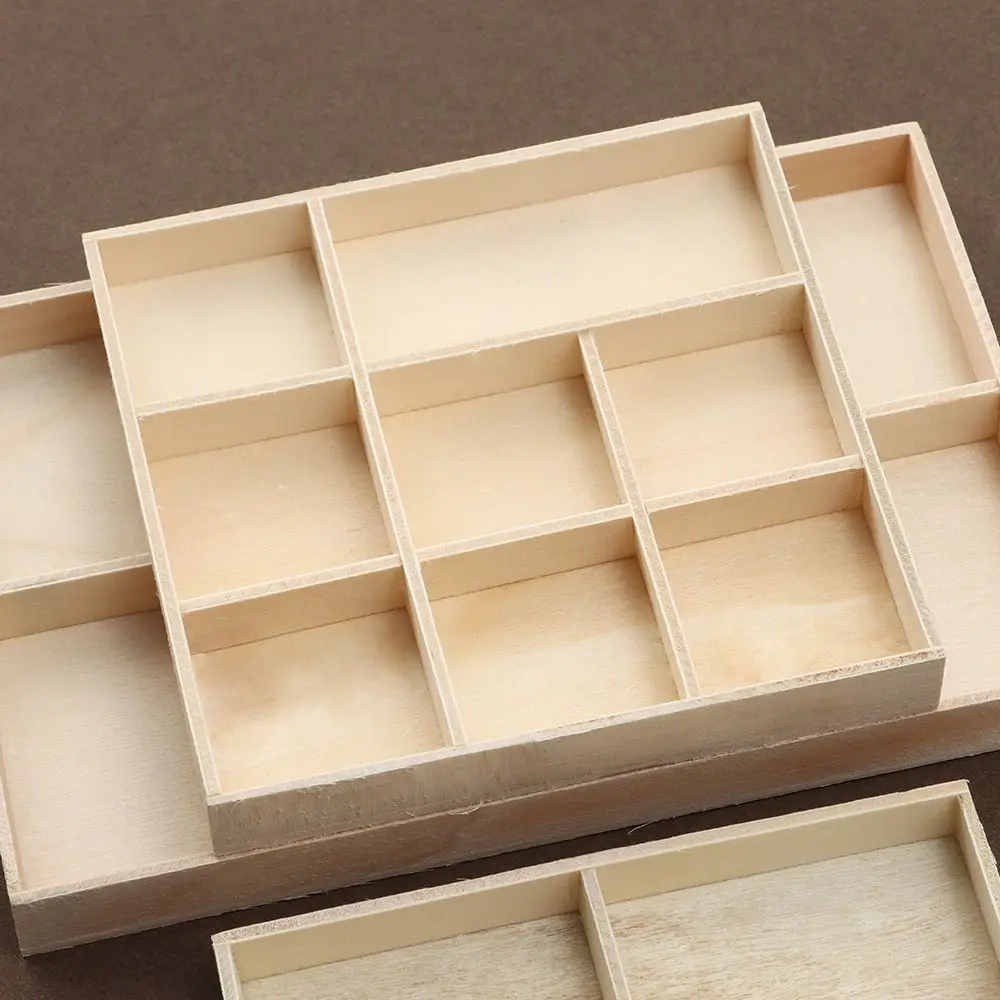 Multi Grid Jewelry Display Pallet Divided Drawer Bonsai Holder Desktop Organizer Storage Wooden Box Flowerpot Wood Tray