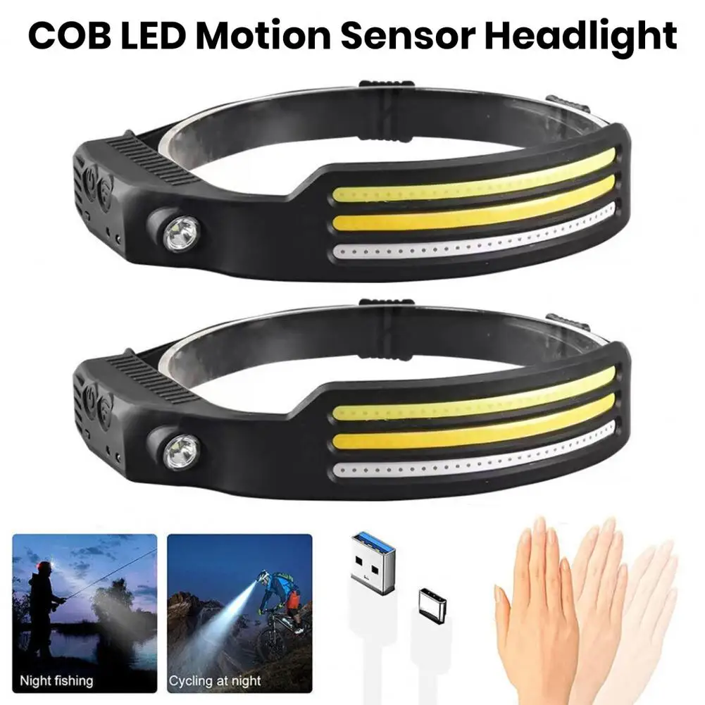 Sensor LED Headlamp High Brightness Multiple Lighting Modes Waterproof USB Rechargeable Headlight LED Torch