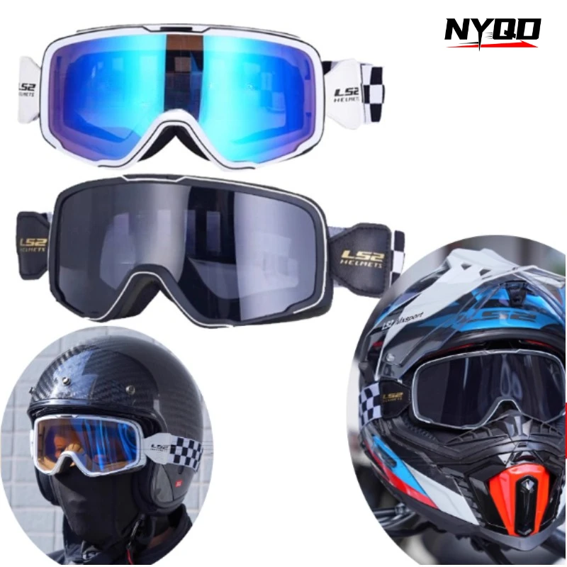 

LS2 Motorcycle Helmet Goggles Vintage Off-road Helmet Goggles Half Outdoor Riding Dustproof Cycling Glasses