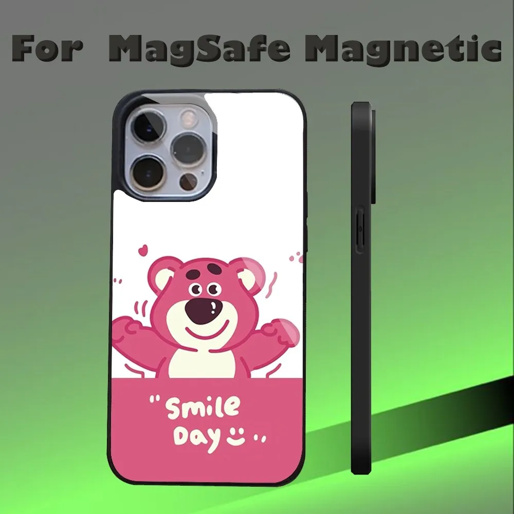 D-Disney L-Lotso Pink Bear Phone Case For IPhone 16 15 14 13 Pro Max 11 12 Mini Alex Mirror For Magsafe Wireless Charging Cover