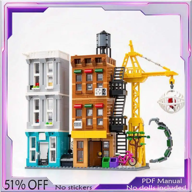 972PCS MOC Urban Hero City Street View Modular Apartment Building Blocks Model Custom Puzzle DIY Assembly Display Toy Gift