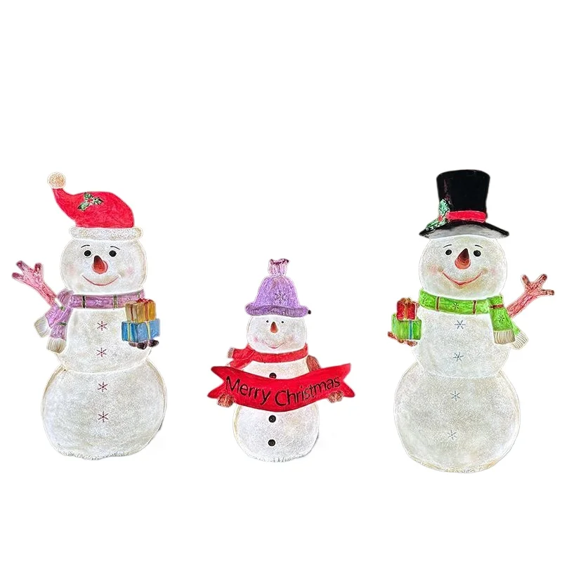 

Christmas luminous decoration ornament outdoor fiberglass Santa Claus sculpture shopping mall hotel snowman decoration