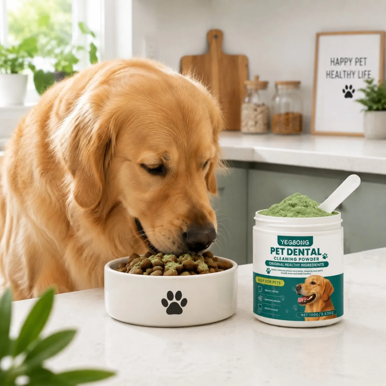 Dog Teeth Cleaning Powder Baking Soda Balanced Formula Oral Care Fresh Breath Plaque Tartar Remover Pet Dental Cleaning Products
