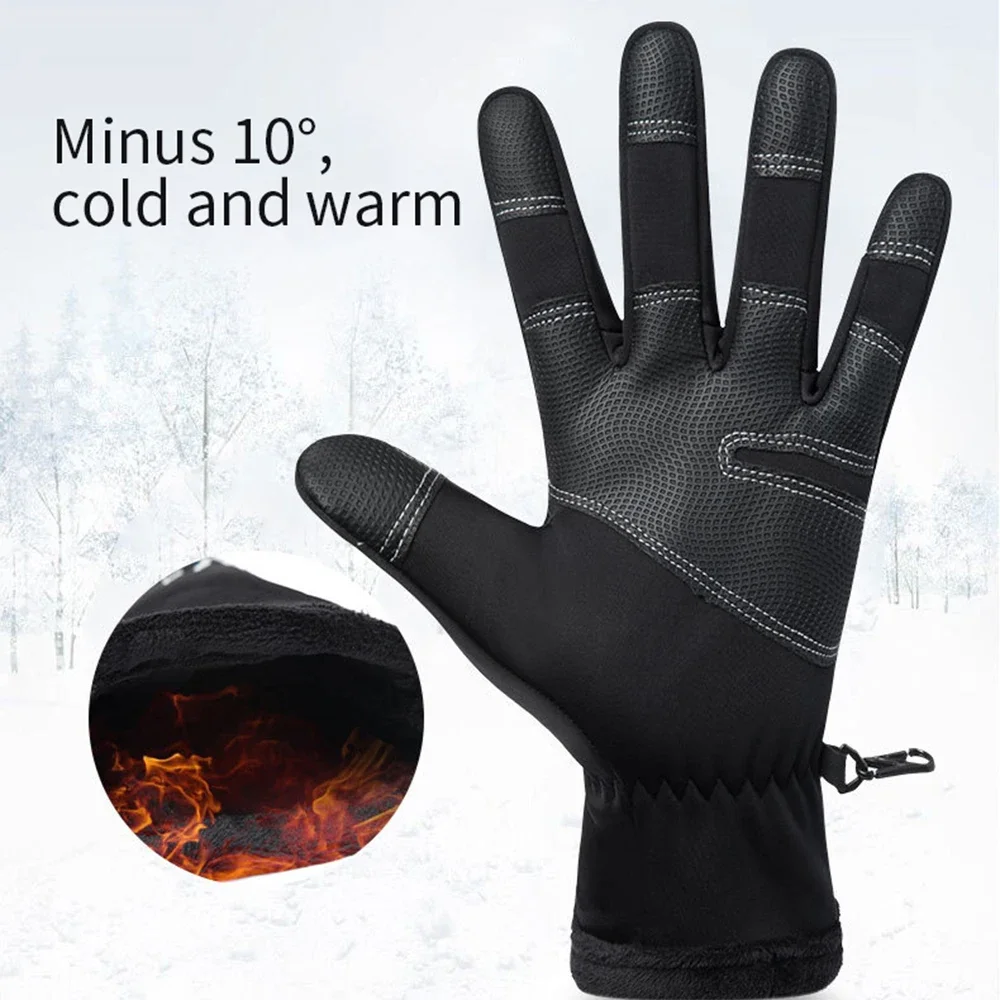 Motorcycle Gloves Touch Screen Motorbike Riding Gloves Winter Thermal Fleece Lined Water Resistant Skin-Friendly Cycling Gloves image 4