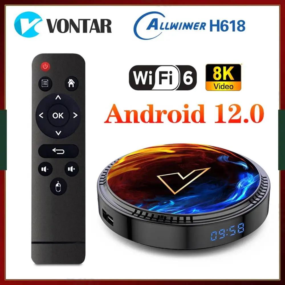 

Vontar H1 Allwinner H618 Android 12 TV Box 8K Video BT5.0 Wifi6 Google Voice Android 12.0 Media Player 4K HDR10+ Set Top Box