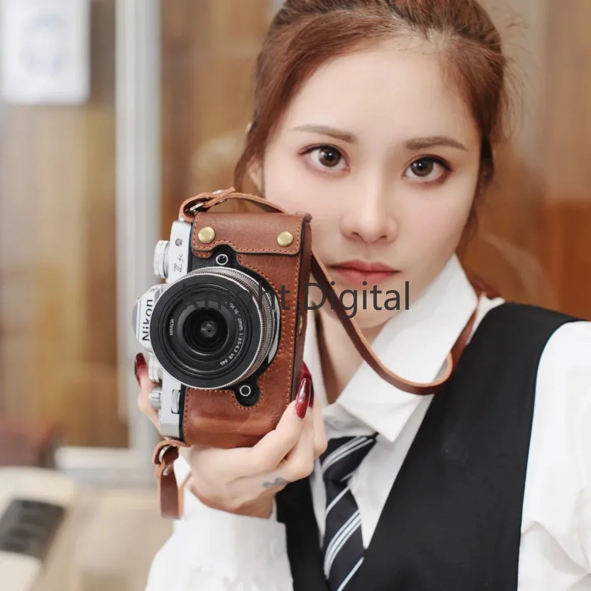 Винтажная сумка для фотоаппарата из натуральной кожи, защитный чехол, базовая ручка, ремень для Nikon ZF ZFC Z-FC Z30 Z50 Z6 Z7 Z7II